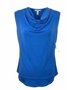 New Liz Claiborne Blue Cowl Draped  Neck Sleeveless Blouse Top Womens Size Med
